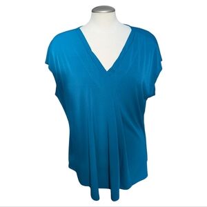 Lane Bryant Women's Top 18/20 Teal Blue V-Neck Cap Sleeve Blouse Pullover